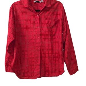 Vintage Pyramid Red Buffalo Plaid Button Up Shirt Y2K